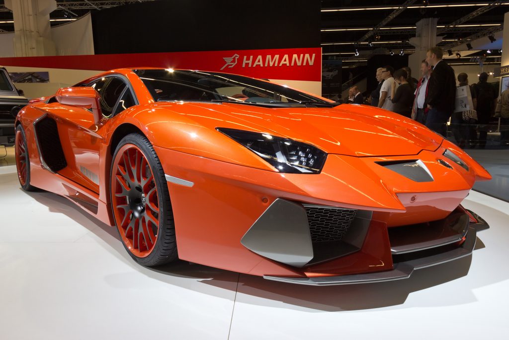 Lamborghini Aventador Hamann Nervudo at the IAA motor show on Sep 13 2013 in Frankfurt. More than 1.000 exhibitors from 35 countries are present at the world's largest motor show.