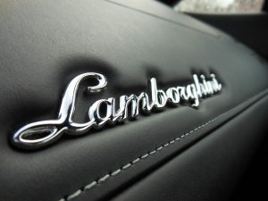 Silver Lamborghini on Black Leather
