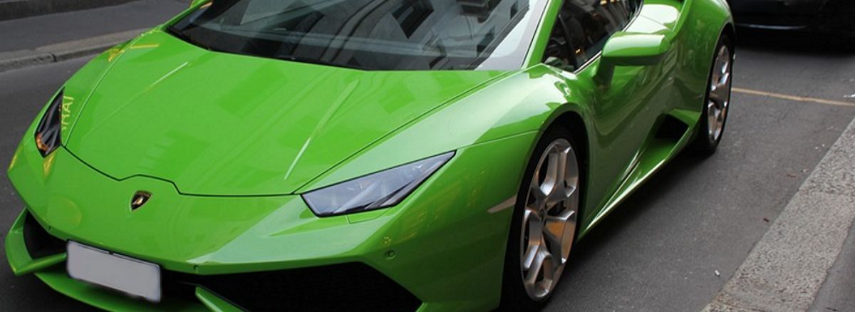 Lime Green Lamborghini on street