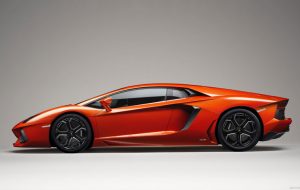 Side View of Orange Lamborghini Aventador