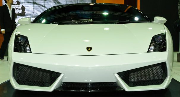 Front of White Lamborghini