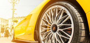 Yellow Lamborghini Wheel in City