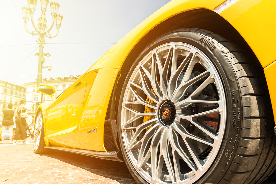 Yellow Lamborghini Wheel in City